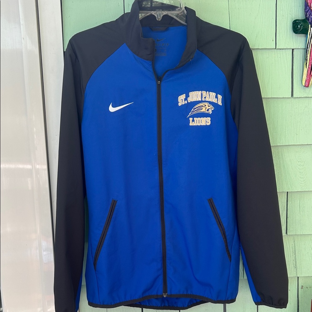 Nike Dri-Fit blue and gray light jacket with ST. John Paul II Lions logo S